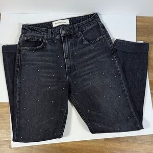 Reformation Dark Denim Studded Pants